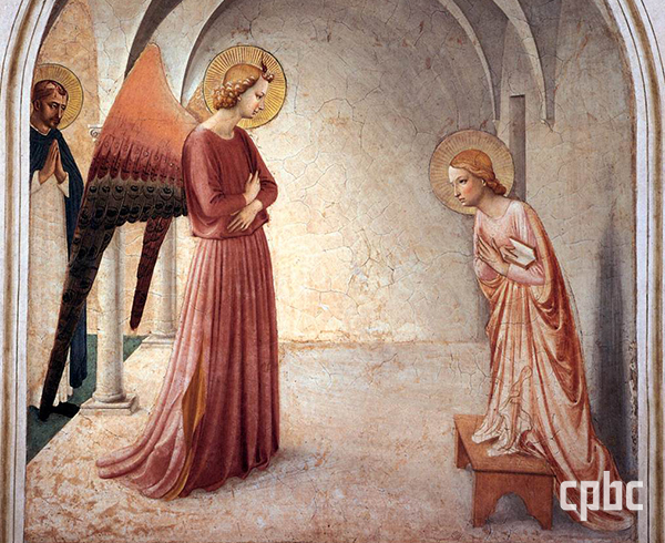 천사는 창조 때부터 구원 계획의 실현을 위해 봉사하고 있다. 천사 가브리엘이 성모 마리아에게 예수님이 잉태될 것을 알리는 사건을 그린 프라 안젤리코의 ‘주님 탄생 예고’.  출처=가톨릭굿뉴스